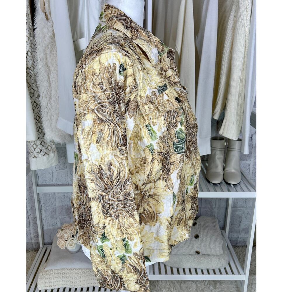 Analogies Plus Women's Size 1X Denim Style Cream Floral Embroidered Jacket #0462 - Picture 3 of 11